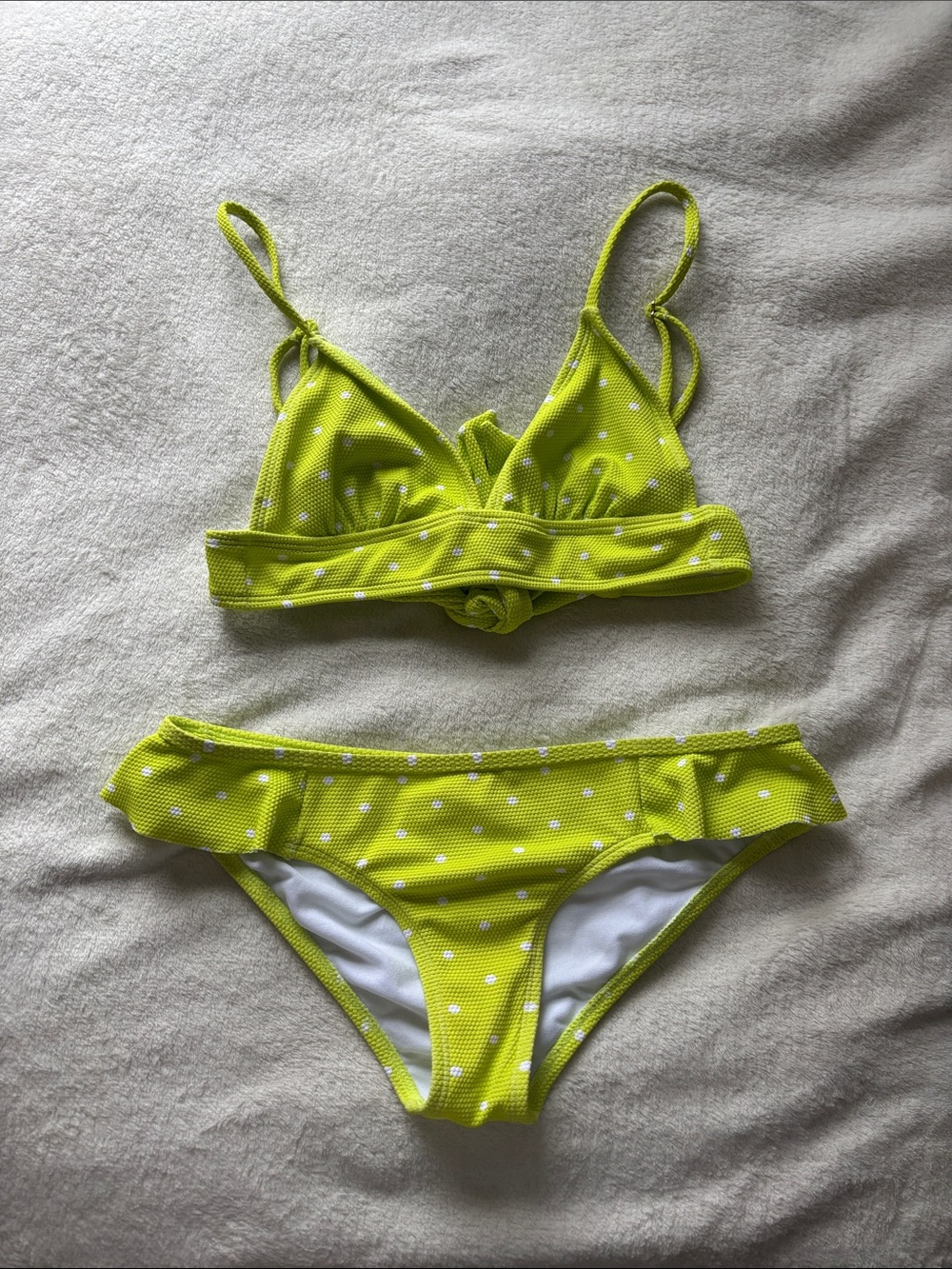 Lime Green White Polka Dot bikini set